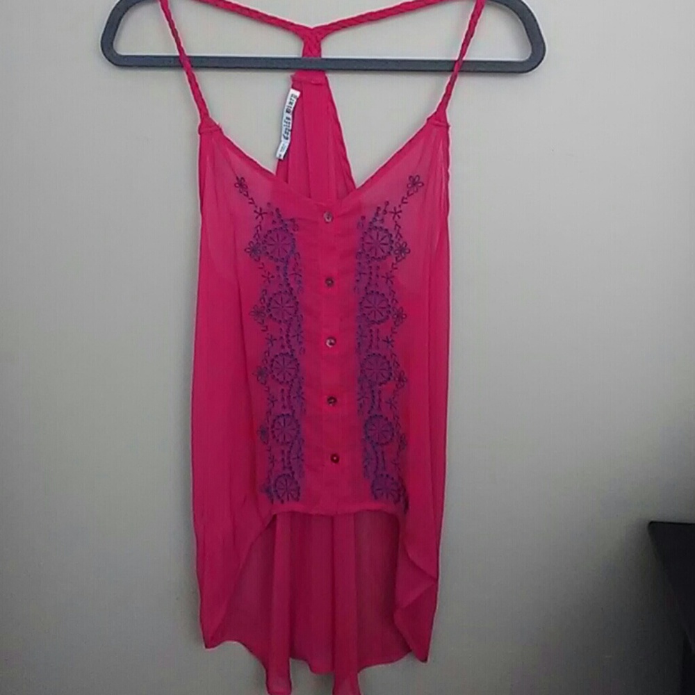 Cupids Diary High low sheer braided strap top
